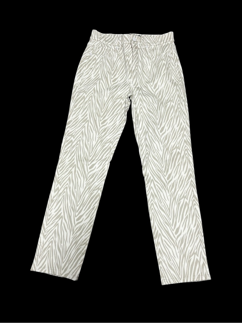 Khaki Zebra Print High Rise Jeans
